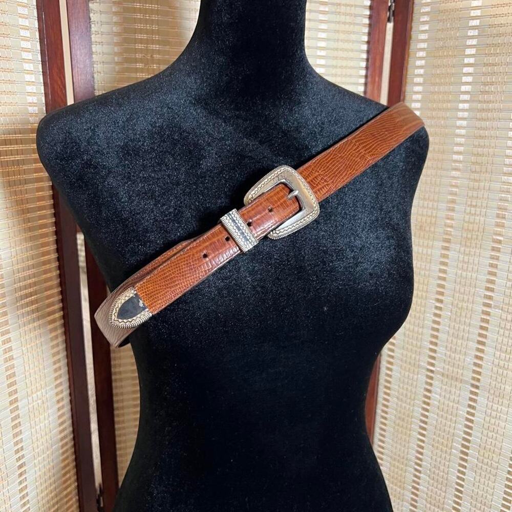 Vintage 90s ONYX Western Lizard Print Belt Size 38